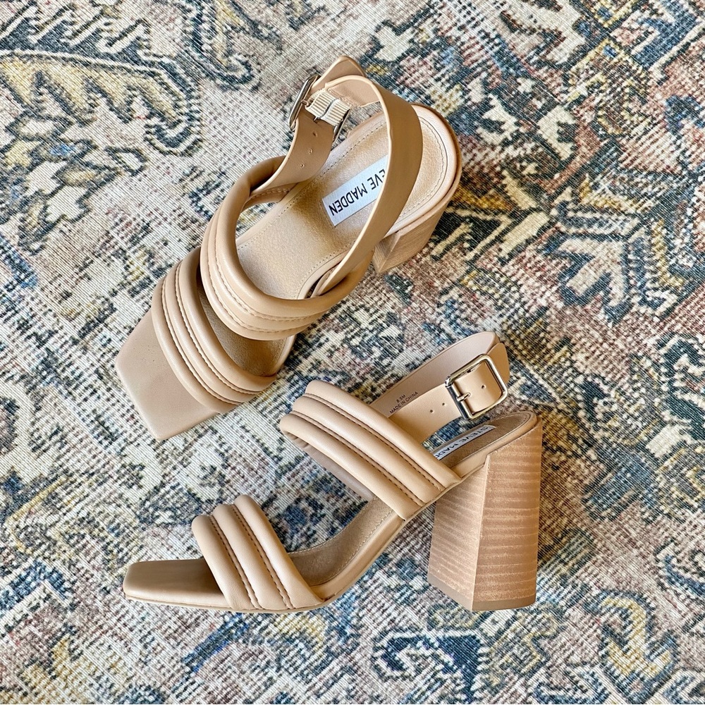 Steve Madden Faith Tan Nude block Heel Sandals size 8.5